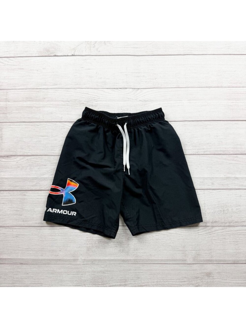 Under Armour Boys Swim Shorts Black Elastic Waistband Mesh Lining 10-12
